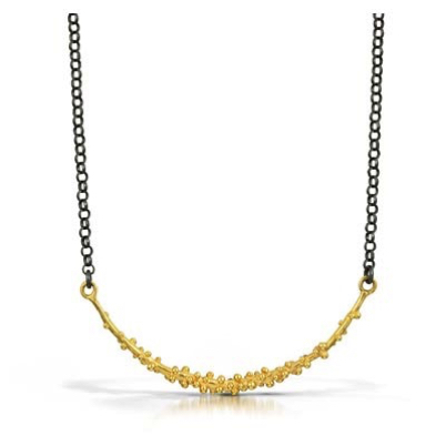 Pebble Crescent Necklace
22K gold vermeil, oxidized